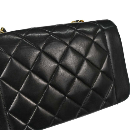 Chanel 1991-1994 Black Lambskin Small Diana Shoulder Bag