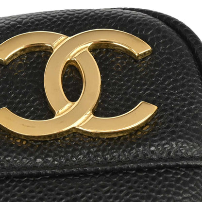 Chanel 1994-1996 Black Caviar Skin Triple CC Shoulder Tote Bag