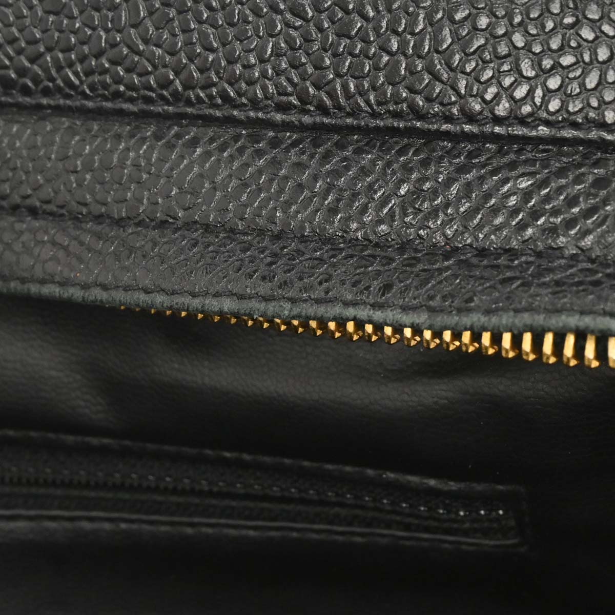 Chanel 1994-1996 Black Caviar Skin Triple CC Shoulder Tote Bag