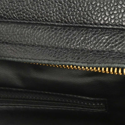 Chanel 1994-1996 Black Caviar Skin Triple CC Shoulder Tote Bag