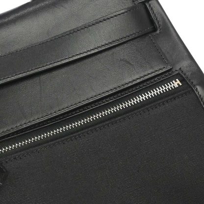 Hermes Black Toile Officier Box Calf Kelly Lakis 40 2way Shoulder Handbag
