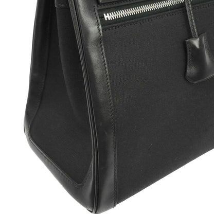 Hermes Black Toile Officier Box Calf Kelly Lakis 40 2way Shoulder Handbag