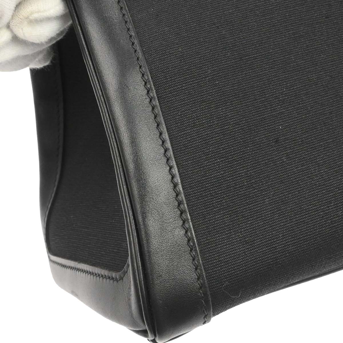 Hermes Black Toile Officier Box Calf Kelly Lakis 40 2way Shoulder Handbag