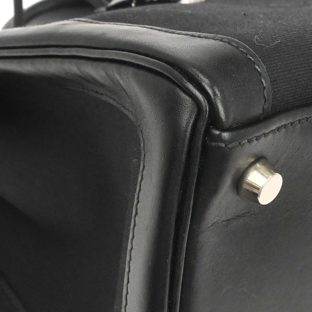 Hermes Black Toile Officier Box Calf Kelly Lakis 40 2way Shoulder Handbag