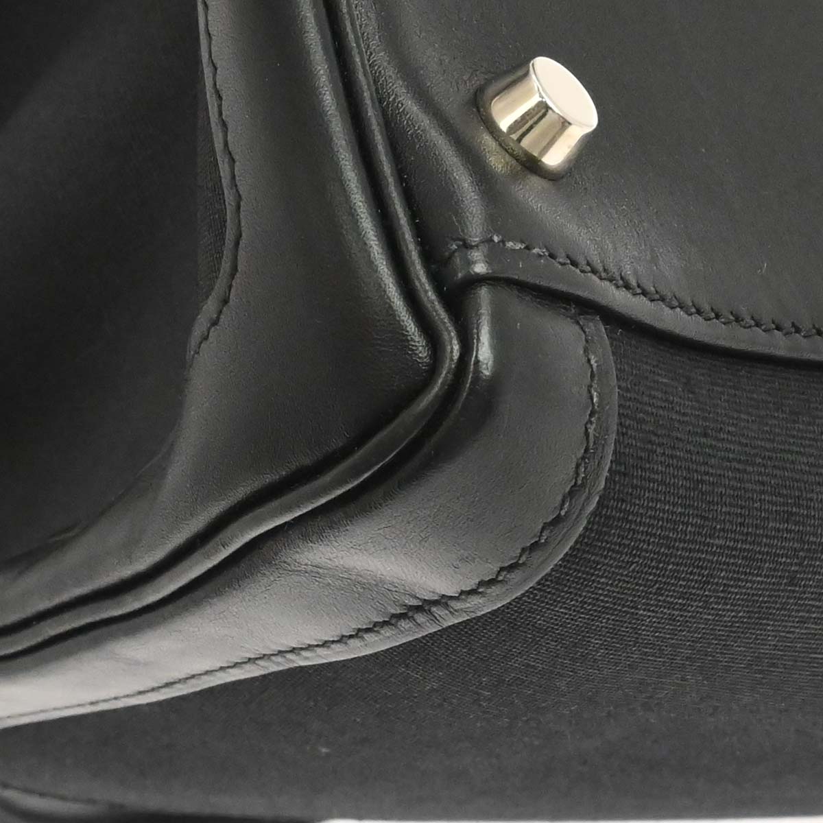 Hermes Black Toile Officier Box Calf Kelly Lakis 40 2way Shoulder Handbag