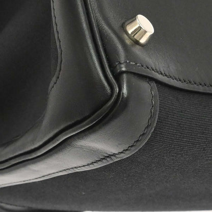 Hermes Black Toile Officier Box Calf Kelly Lakis 40 2way Shoulder Handbag