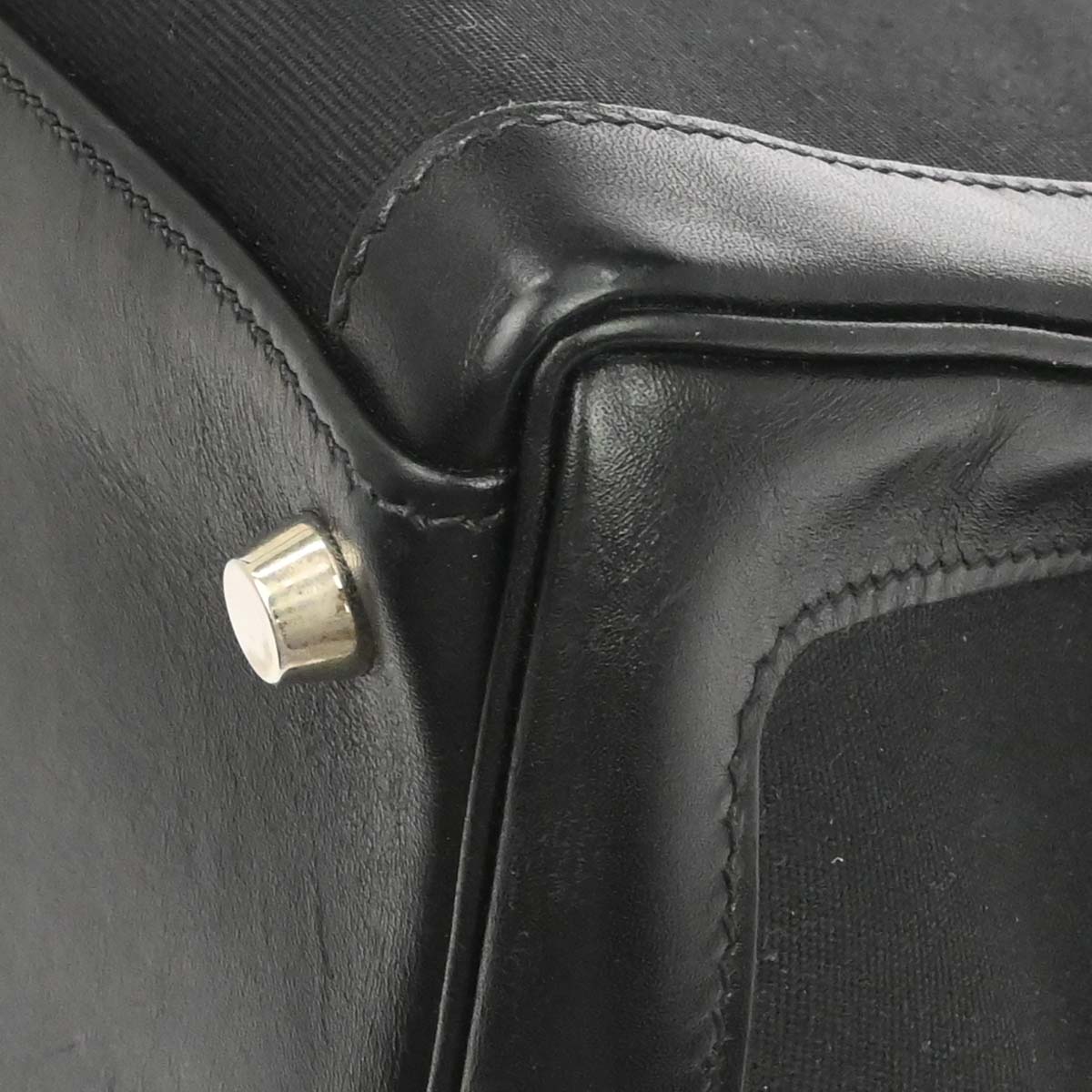 Hermes Black Toile Officier Box Calf Kelly Lakis 40 2way Shoulder Handbag