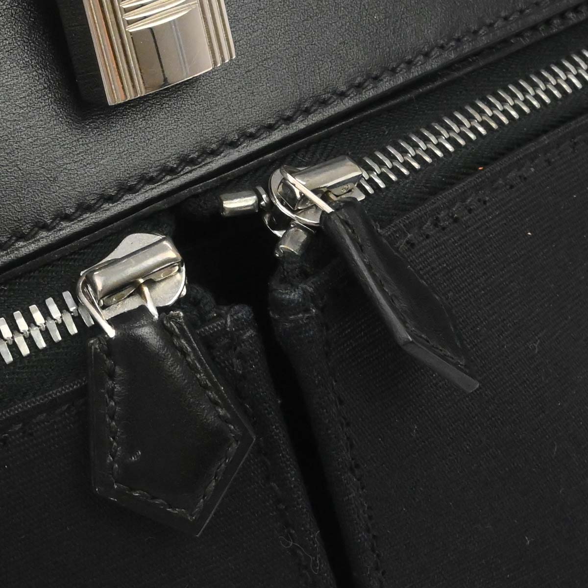 Hermes Black Toile Officier Box Calf Kelly Lakis 40 2way Shoulder Handbag