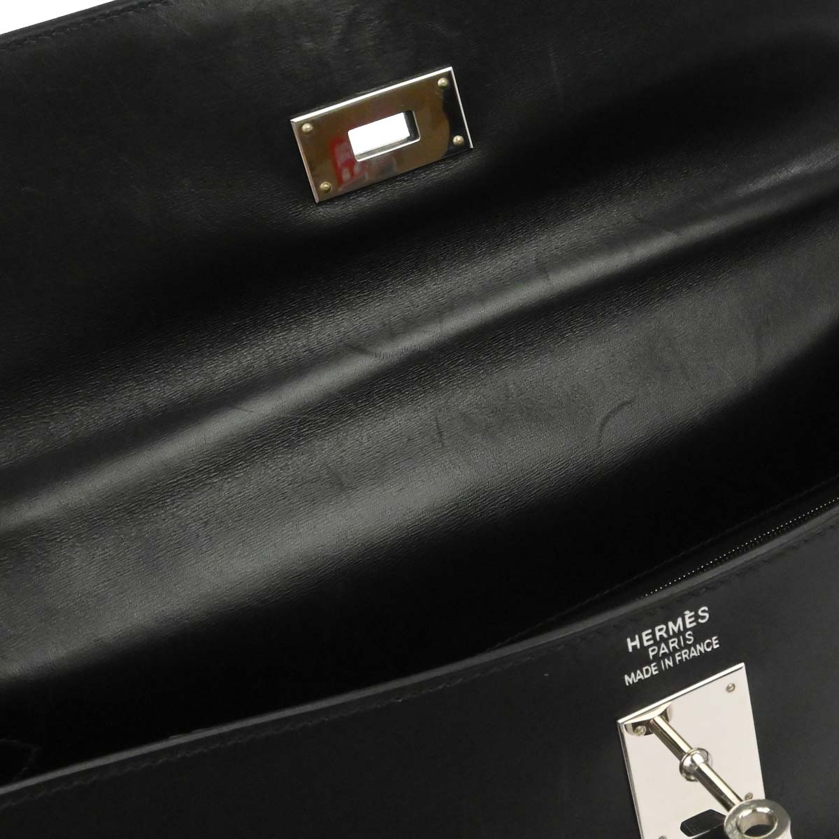 Hermes Black Toile Officier Box Calf Kelly Lakis 40 2way Shoulder Handbag