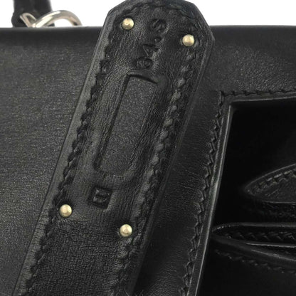 Hermes Black Toile Officier Box Calf Kelly Lakis 40 2way Shoulder Handbag