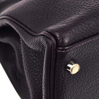 Hermes 2014 Raisin Taurillon Clemence Kelly 32 Retourne 2way Shoulder Handbag
