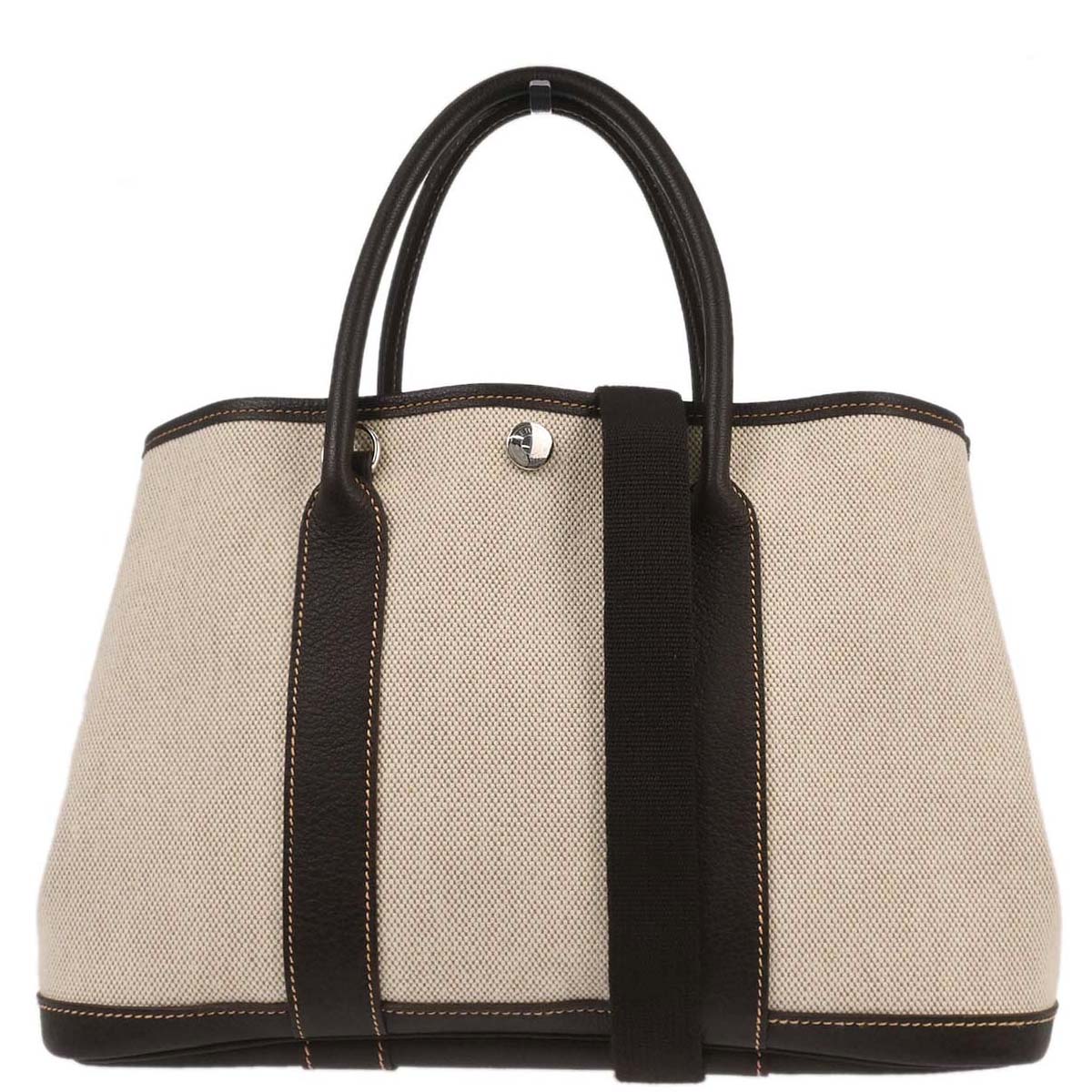 Hermes Beige Toile H Buffalo Garden Party 30 TPM Tote Handbag