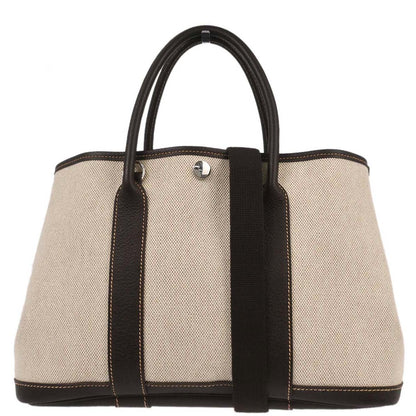Hermes Beige Toile H Buffalo Garden Party 30 TPM Tote Handbag