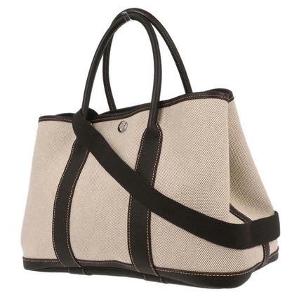 Hermes Beige Toile H Buffalo Garden Party 30 TPM Tote Handbag