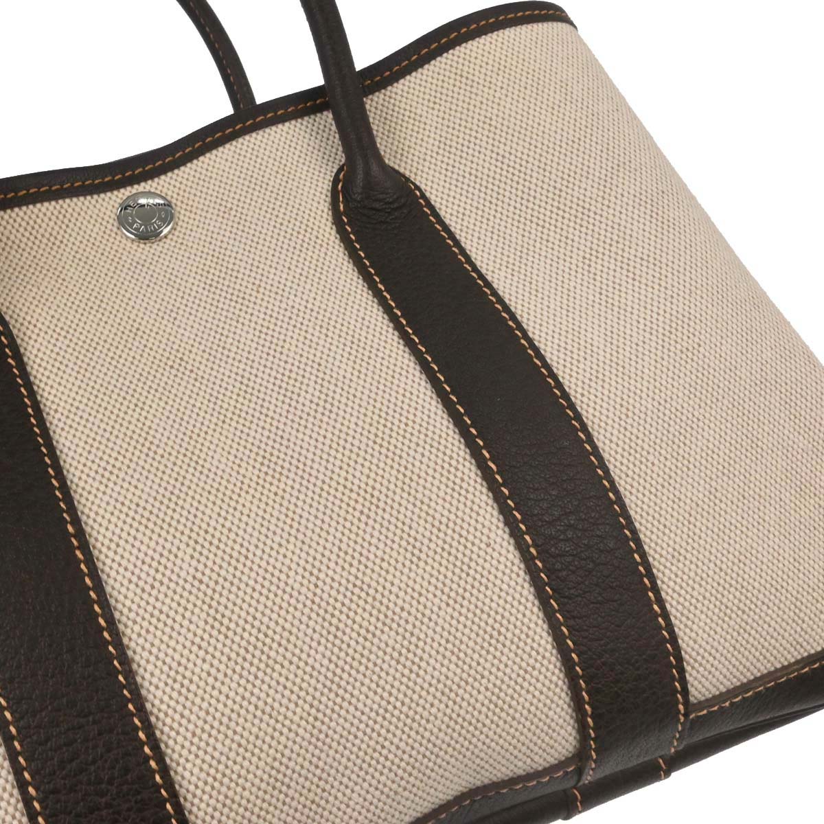 Hermes Beige Toile H Buffalo Garden Party 30 TPM Tote Handbag