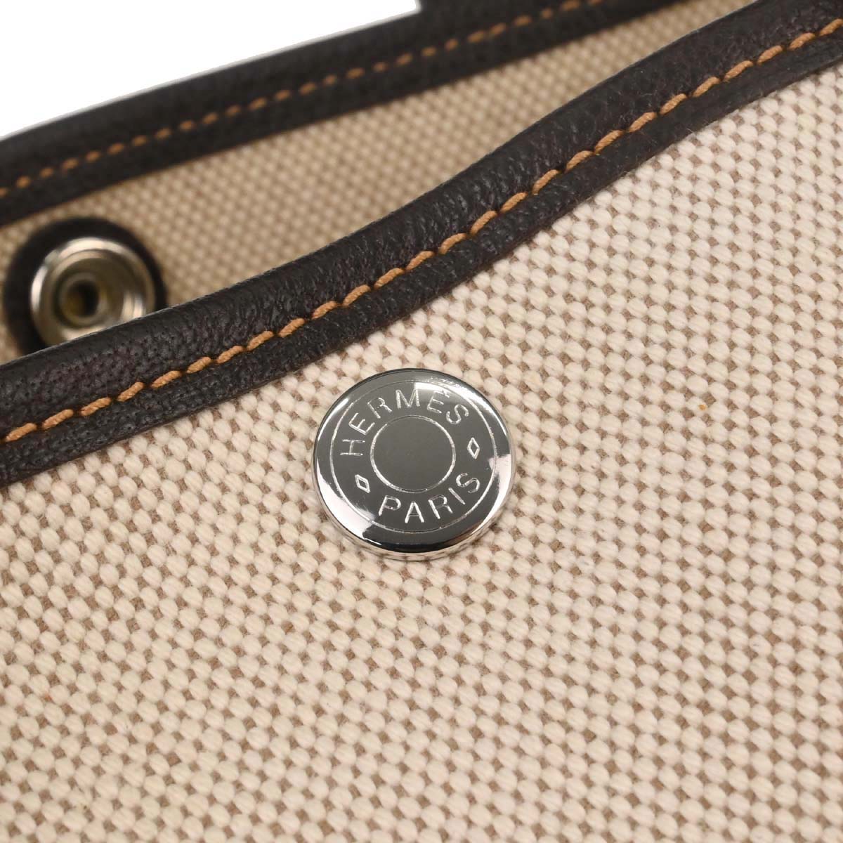 Hermes Beige Toile H Buffalo Garden Party 30 TPM Tote Handbag