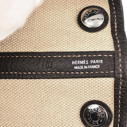 Hermes Beige Toile H Buffalo Garden Party 30 TPM Tote Handbag