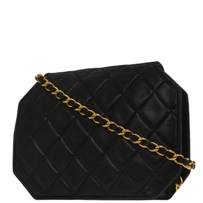 Chanel 1989-1991 Black Lambskin Octagon Shoulder Bag