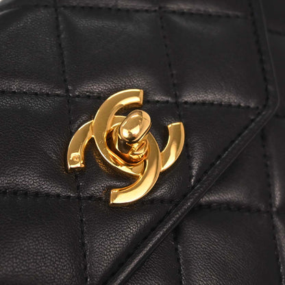 Chanel 1989-1991 Black Lambskin Octagon Shoulder Bag