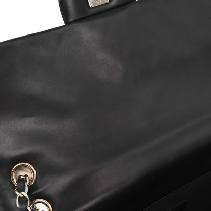 Chanel 2014 Black Perforated Lambskin Jumbo Classic Flap Handbag