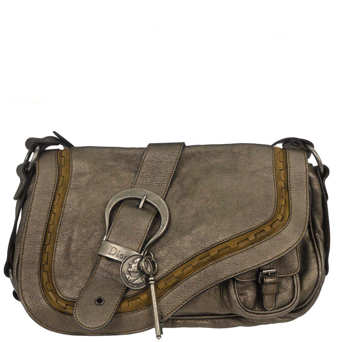 Christian Dior Metallic Bronze Gaucho Shoulder Bag