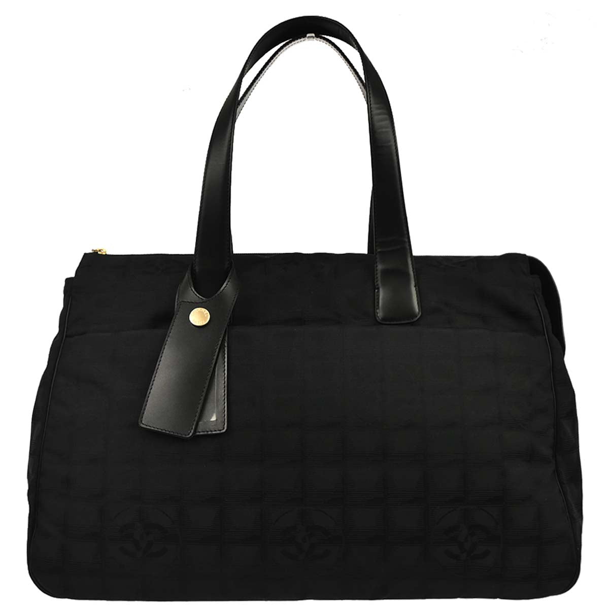 Chanel 2005-2006 Black Jacquard Nylon Travel Line Tote Handbag