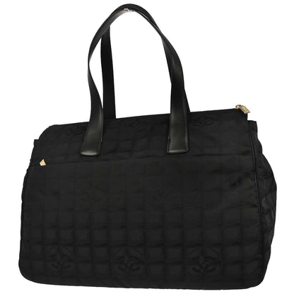 Chanel 2005-2006 Black Jacquard Nylon Travel Line Tote Handbag