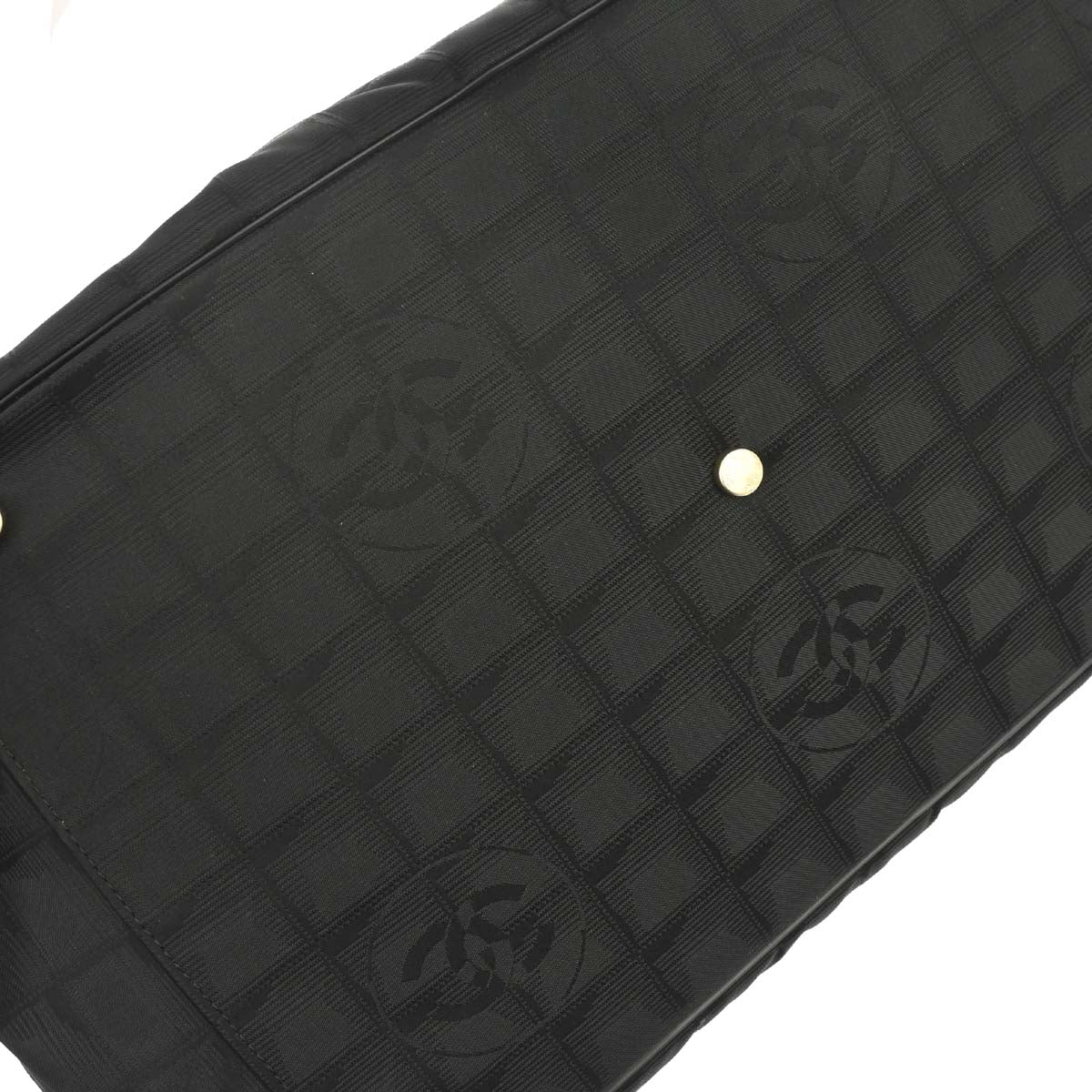Chanel 2005-2006 Black Jacquard Nylon Travel Line Tote Handbag