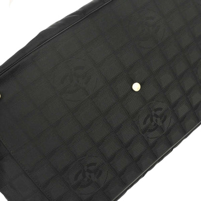 Chanel 2005-2006 Black Jacquard Nylon Travel Line Tote Handbag