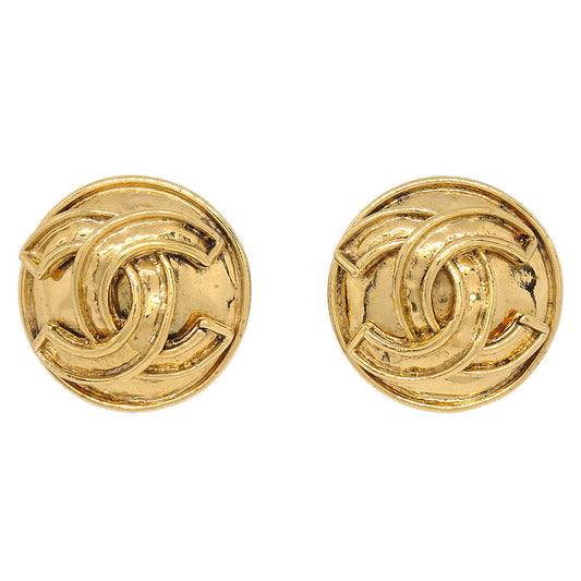 Chanel Button Clip-On Earrings Gold 94P