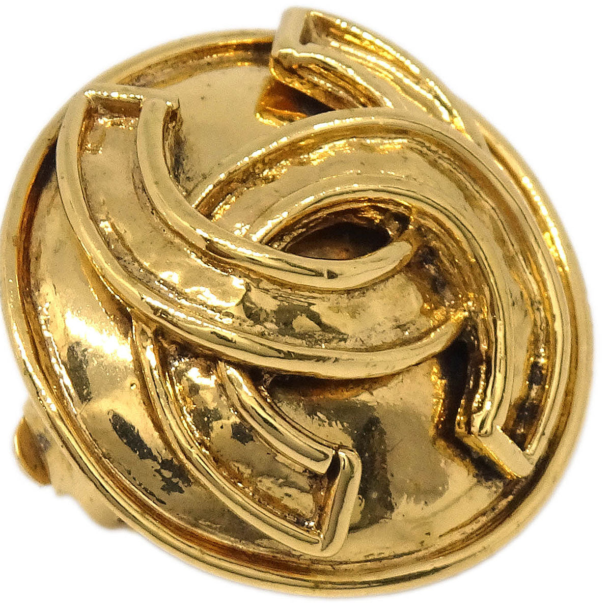 Chanel Button Clip-On Earrings Gold 94P
