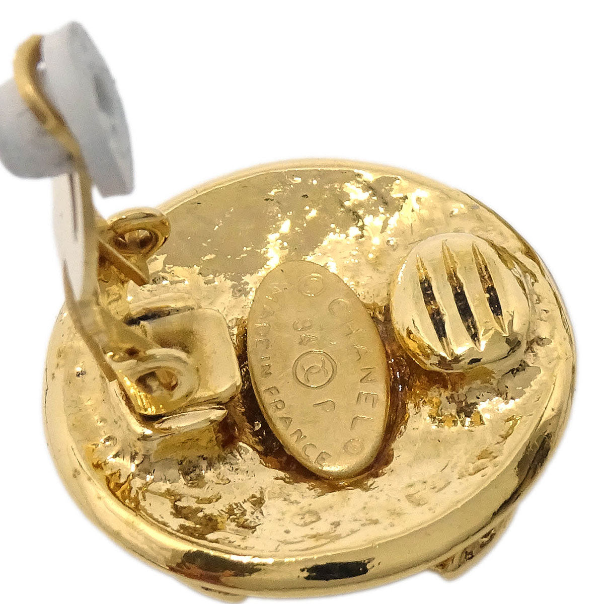 Chanel Button Clip-On Earrings Gold 94P
