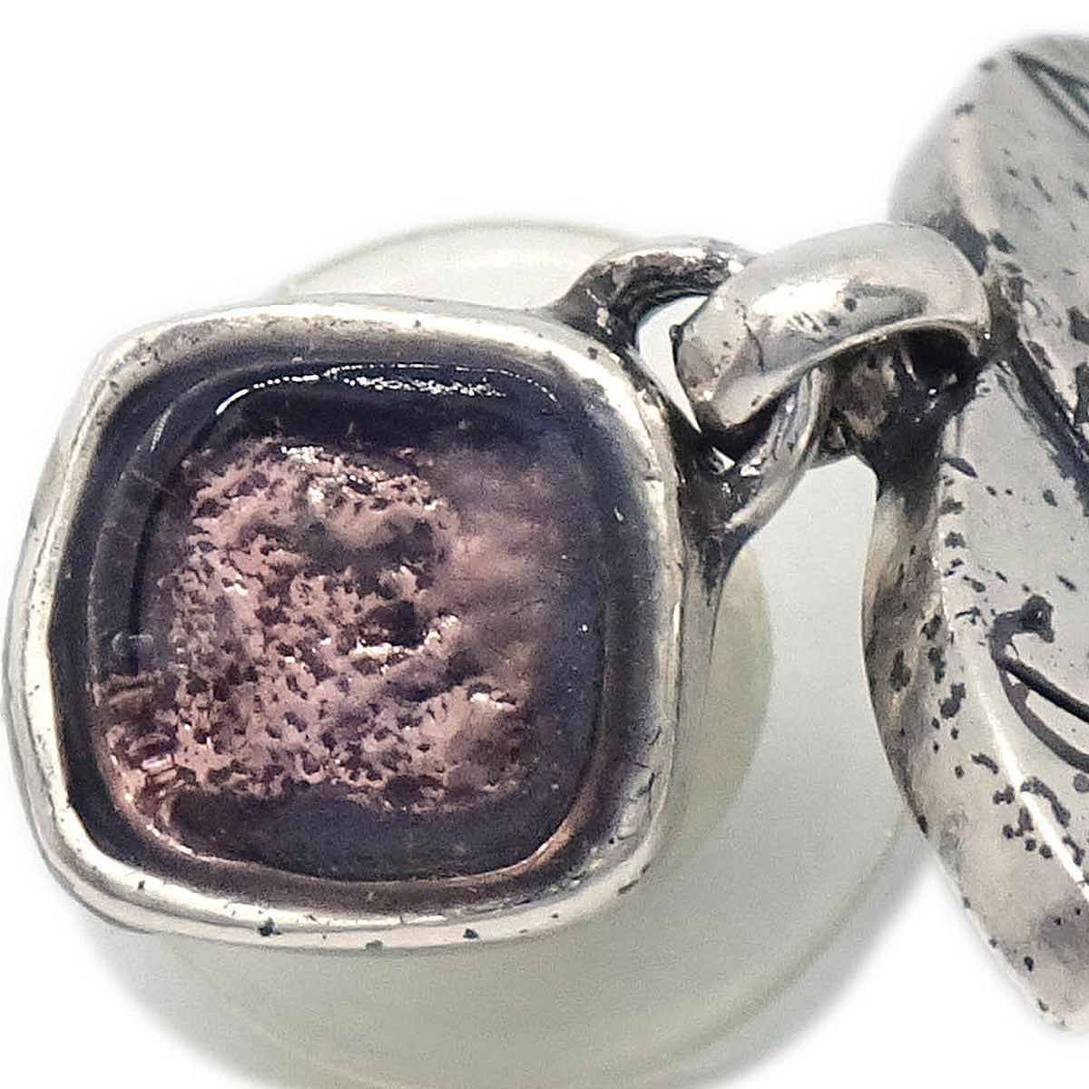 Chanel CC Dangle Pierced Earrings Silver Gripoix 99A