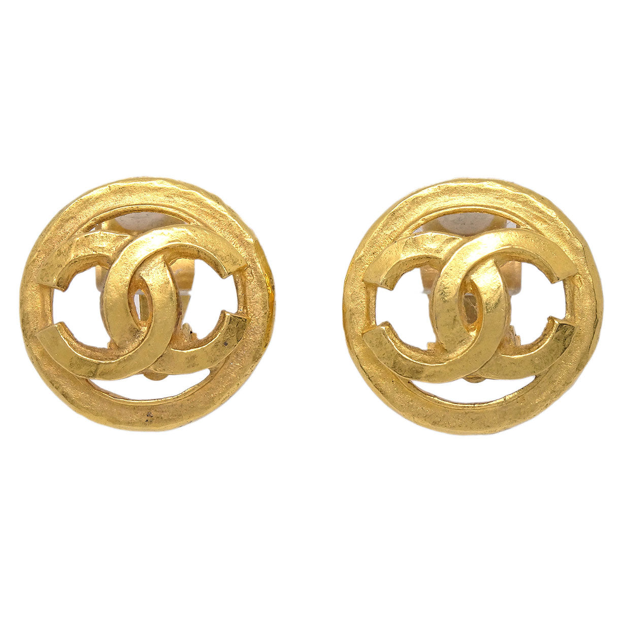 Chanel Button Clip-On Earrings Gold 94P