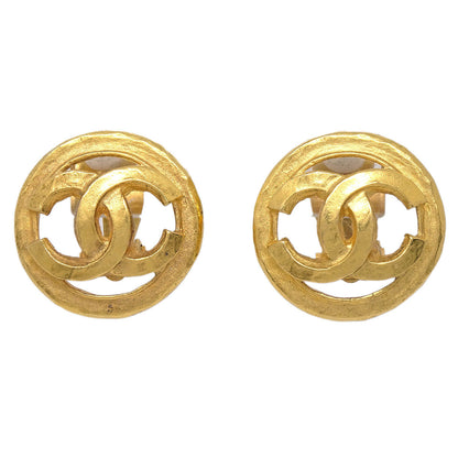 Chanel Button Clip-On Earrings Gold 94P