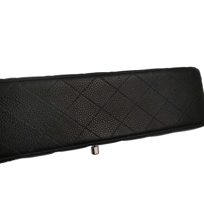 Chanel 2000-2002 Black Caviar Skin Medium Classic Double Flap Shoulder Bag