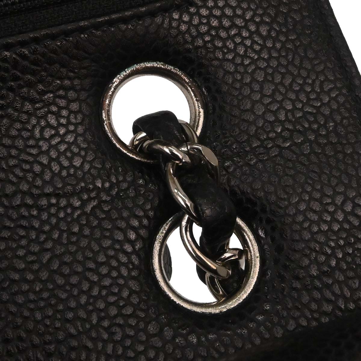 Chanel 2000-2002 Black Caviar Skin Medium Classic Double Flap Shoulder Bag