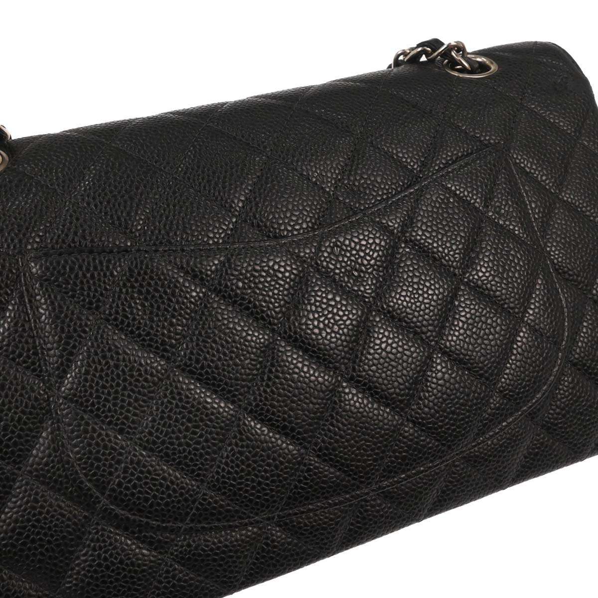Chanel 2000-2002 Black Caviar Skin Medium Classic Double Flap Shoulder Bag