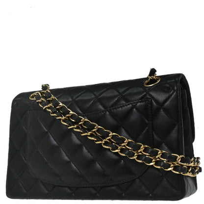 Chanel 2003-2004 Black Lambskin Small Classic Double Flap Shoulder Bag