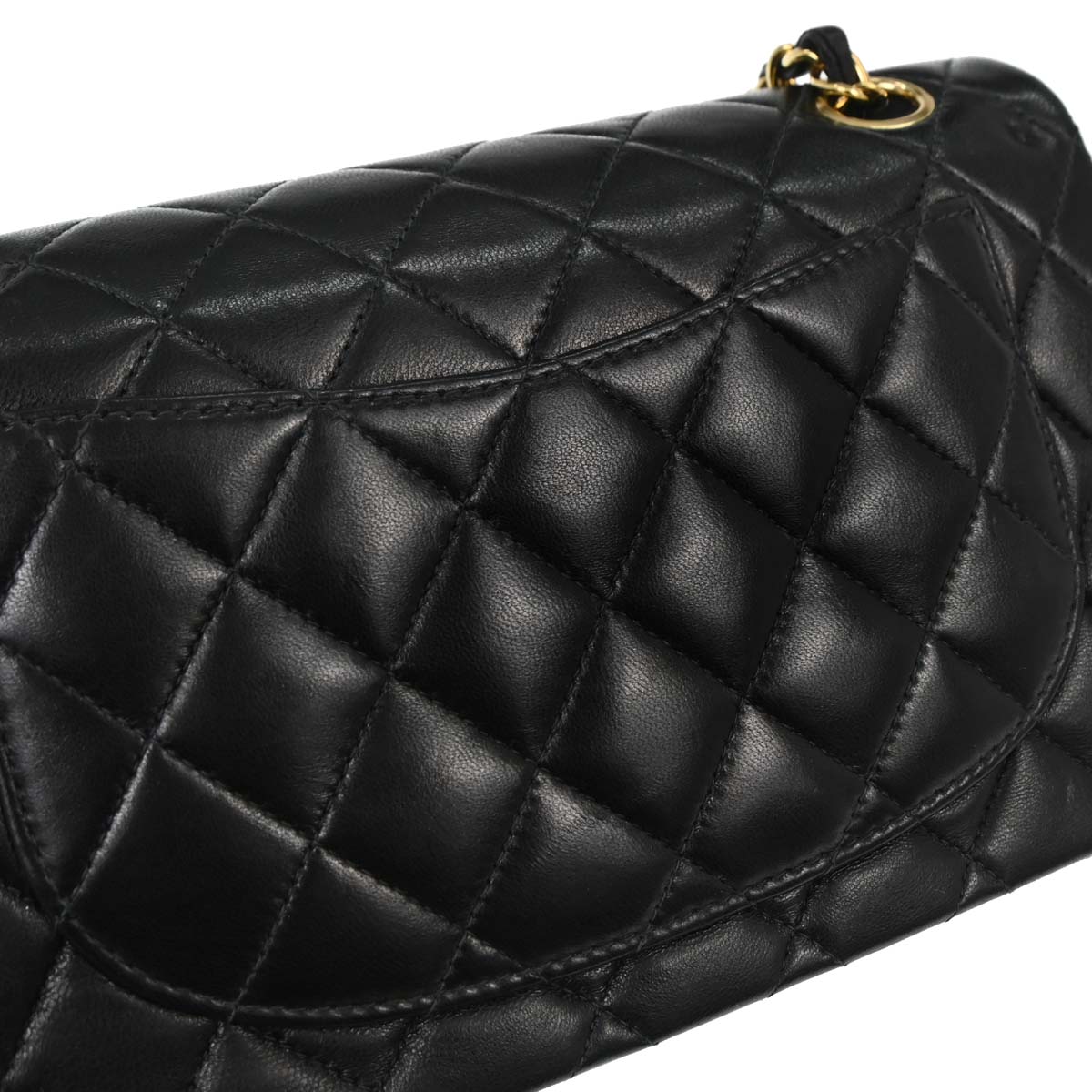 Chanel 2003-2004 Black Lambskin Small Classic Double Flap Shoulder Bag