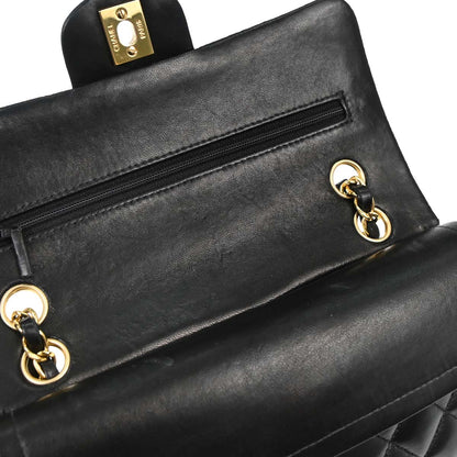 Chanel 2003-2004 Black Lambskin Small Classic Double Flap Shoulder Bag