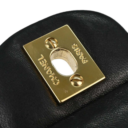 Chanel 2003-2004 Black Lambskin Small Classic Double Flap Shoulder Bag