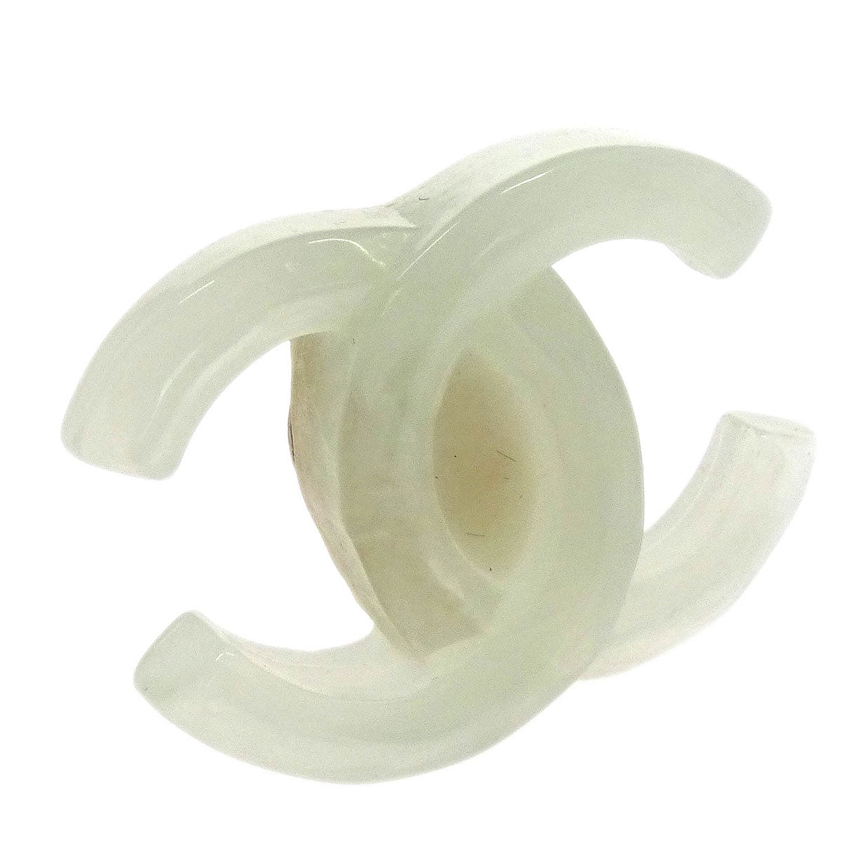 Chanel CC Clip-On Earrings Light Green Acrylic 02P