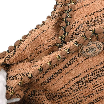 Chanel 2018 Collarless Single Breasted Tweed Jacket Brown #42