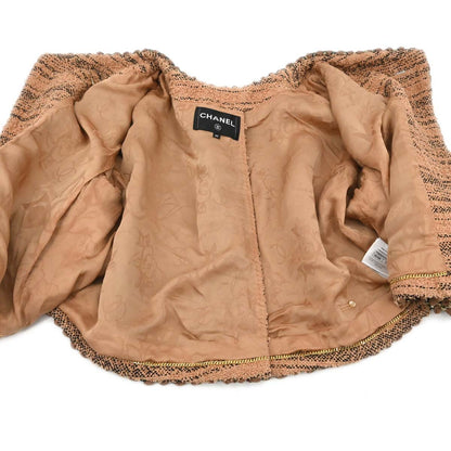 Chanel 2018 Collarless Single Breasted Tweed Jacket Brown #42