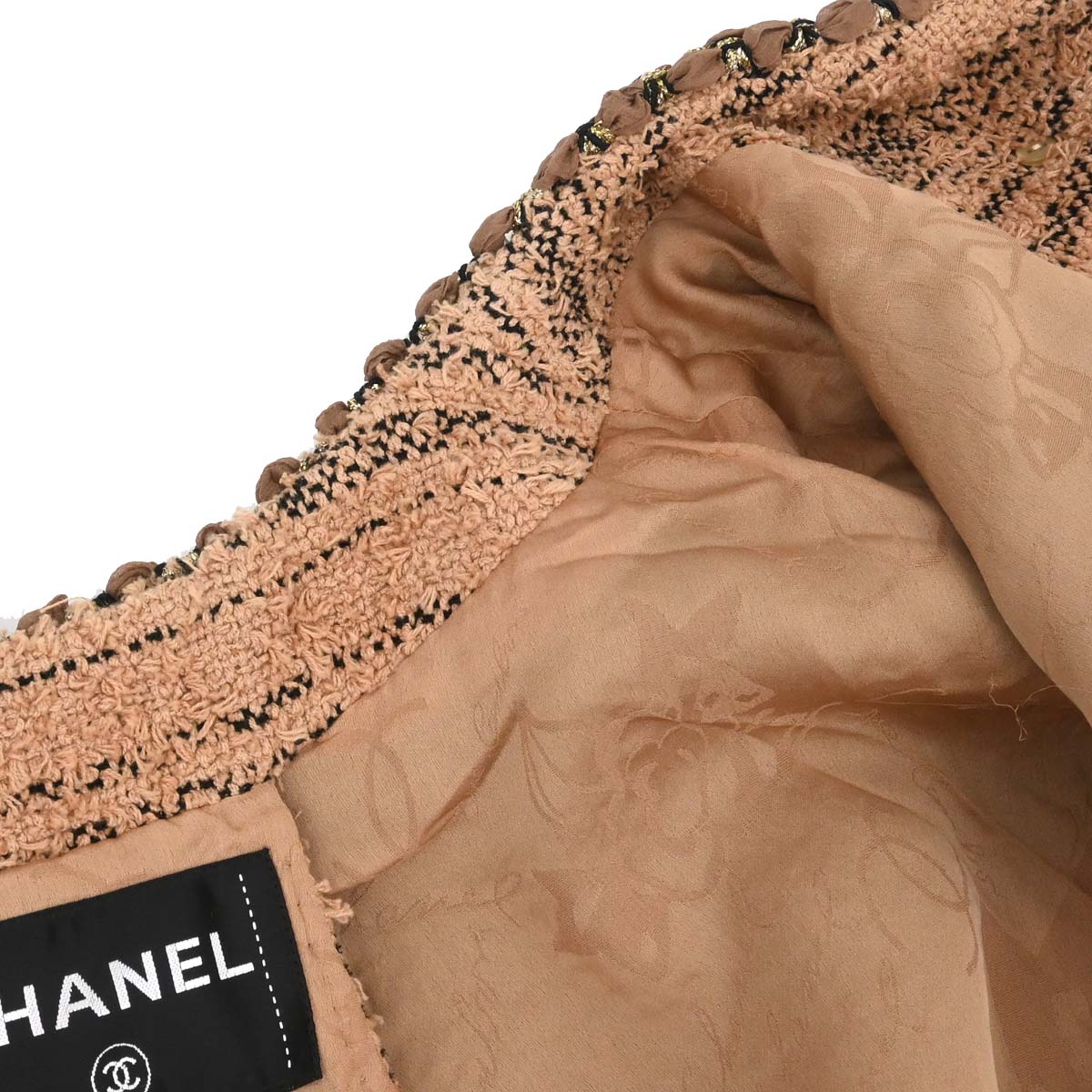 Chanel 2018 Collarless Single Breasted Tweed Jacket Brown #42