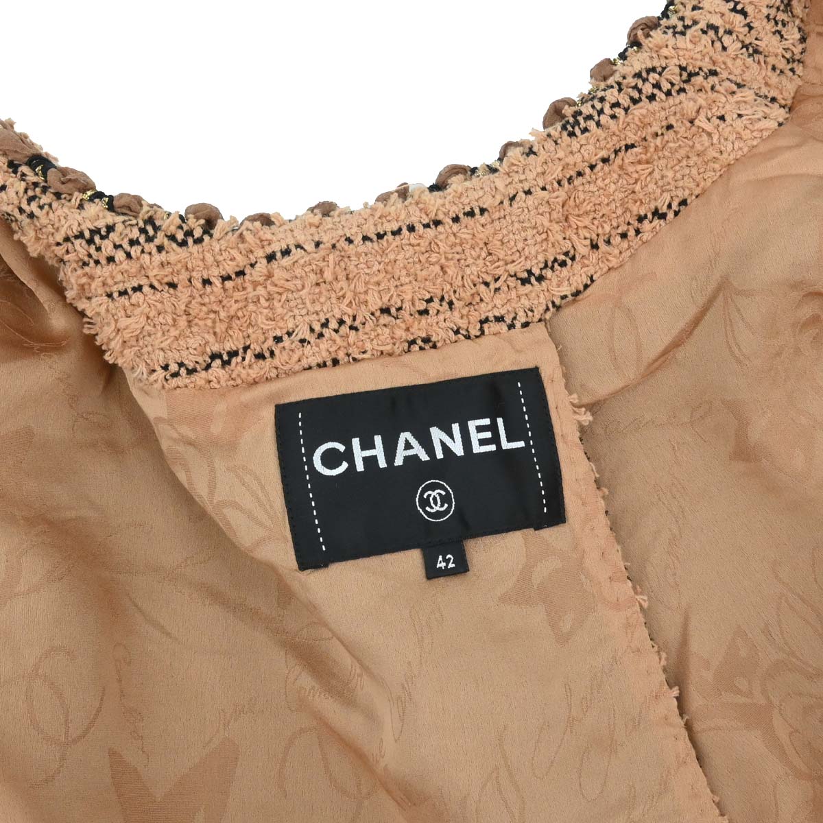 Chanel 2018 Collarless Single Breasted Tweed Jacket Brown #42