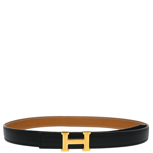 Hermes Black Box Calf Constance Reversible Belt #65 Small Good