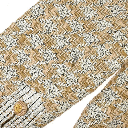 Chanel 1993 Setup Suit Jacket Skirt Tweed Brown #38