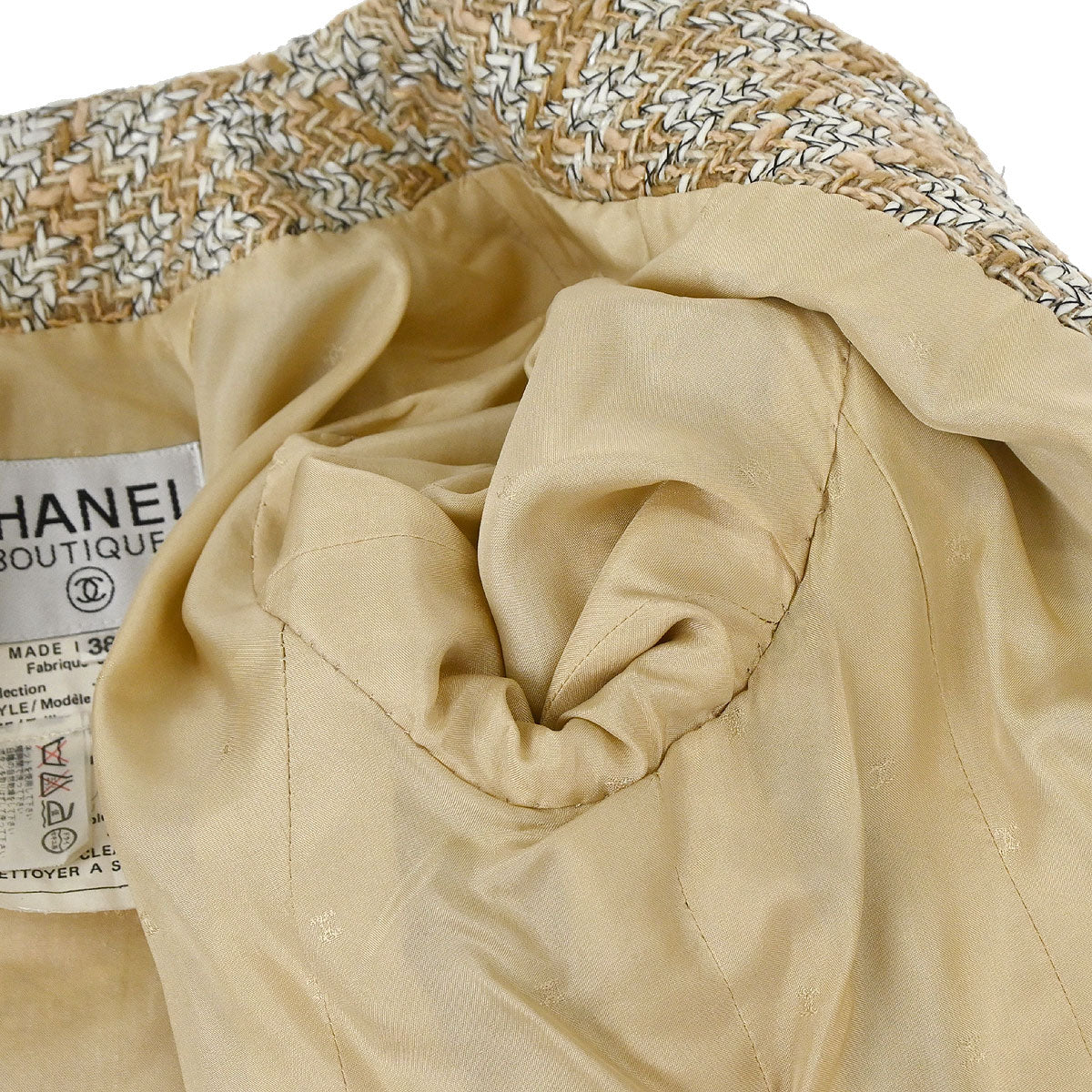 Chanel 1993 Setup Suit Jacket Skirt Tweed Brown #38